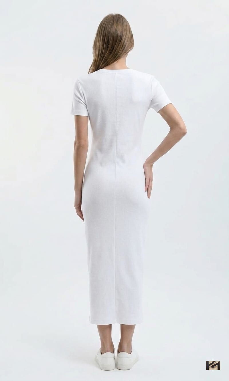 M&K Basic Derby Dress White - Image 2